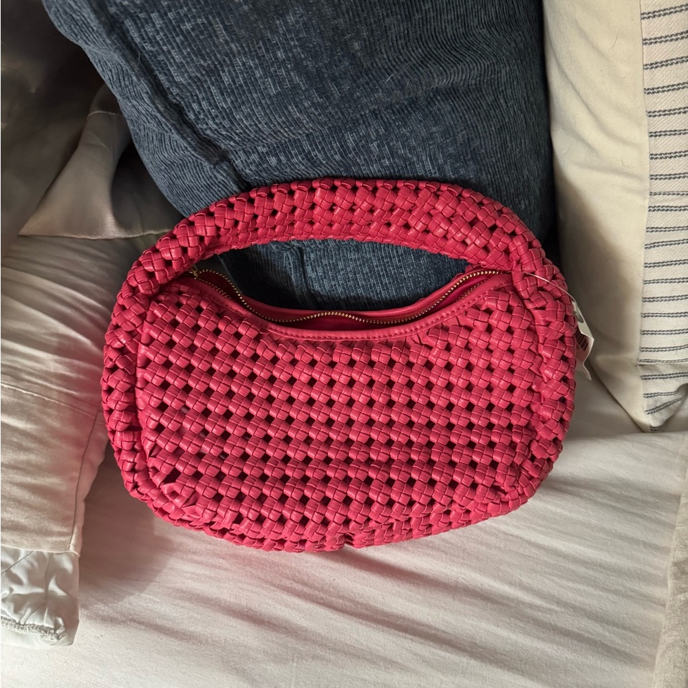 Anthropologie Vibrant Pink Woven Shoulder Bag